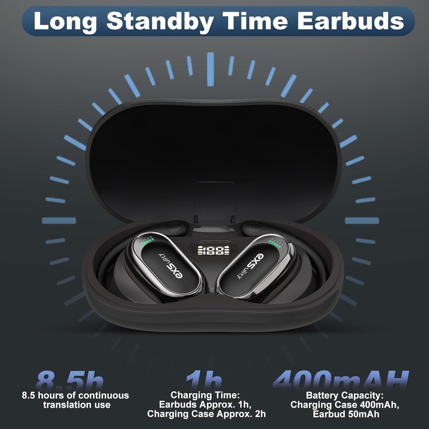 AI Translator Earbuds Real Time,Support 144 Languages Translation & 5 Translation Modes,3-In-1 HD Sound Translator Earphones with APP Compatible with Ios & Android (Black)