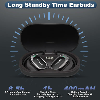 AI Translator Earbuds Real Time,Support 144 Languages Translation & 5 Translation Modes,3-In-1 HD Sound Translator Earphones with APP Compatible with Ios & Android (Black)